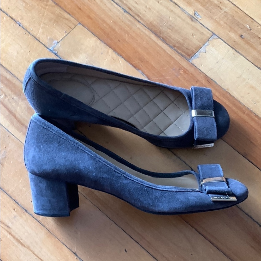 Michael kors grey bow block‎ heels